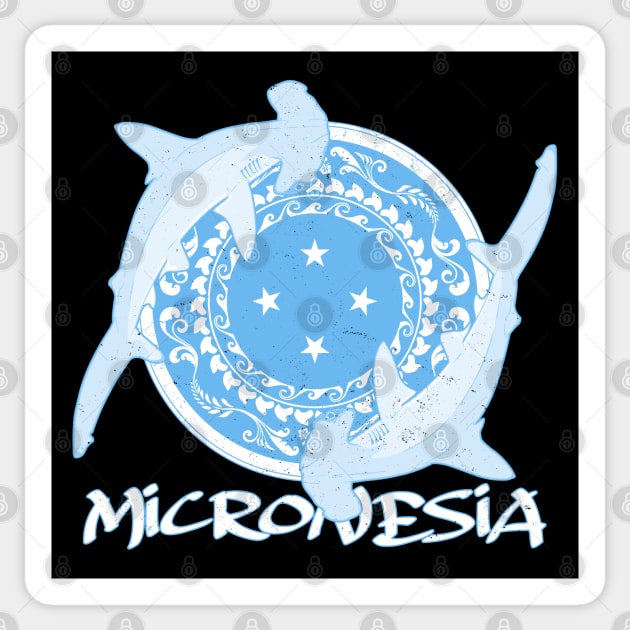 Hammerhead Sharks on Micronesian flag Sticker by NicGrayTees